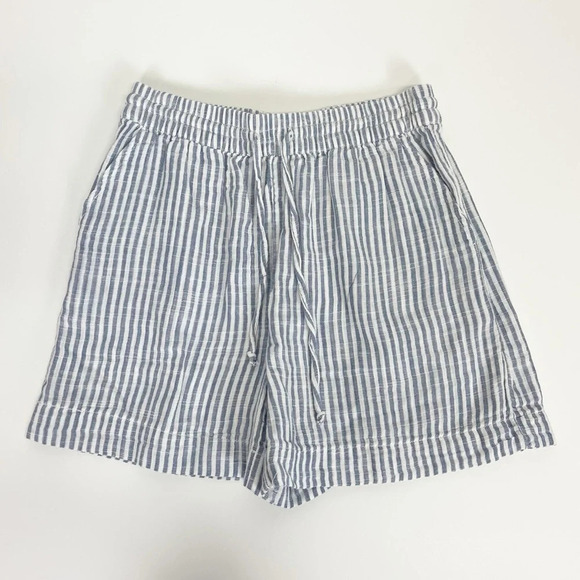 NEW BeachLunchLounge Shorts Womens XS Blue White Striped Cotton Drawstring NWOT - Picture 1 of 9